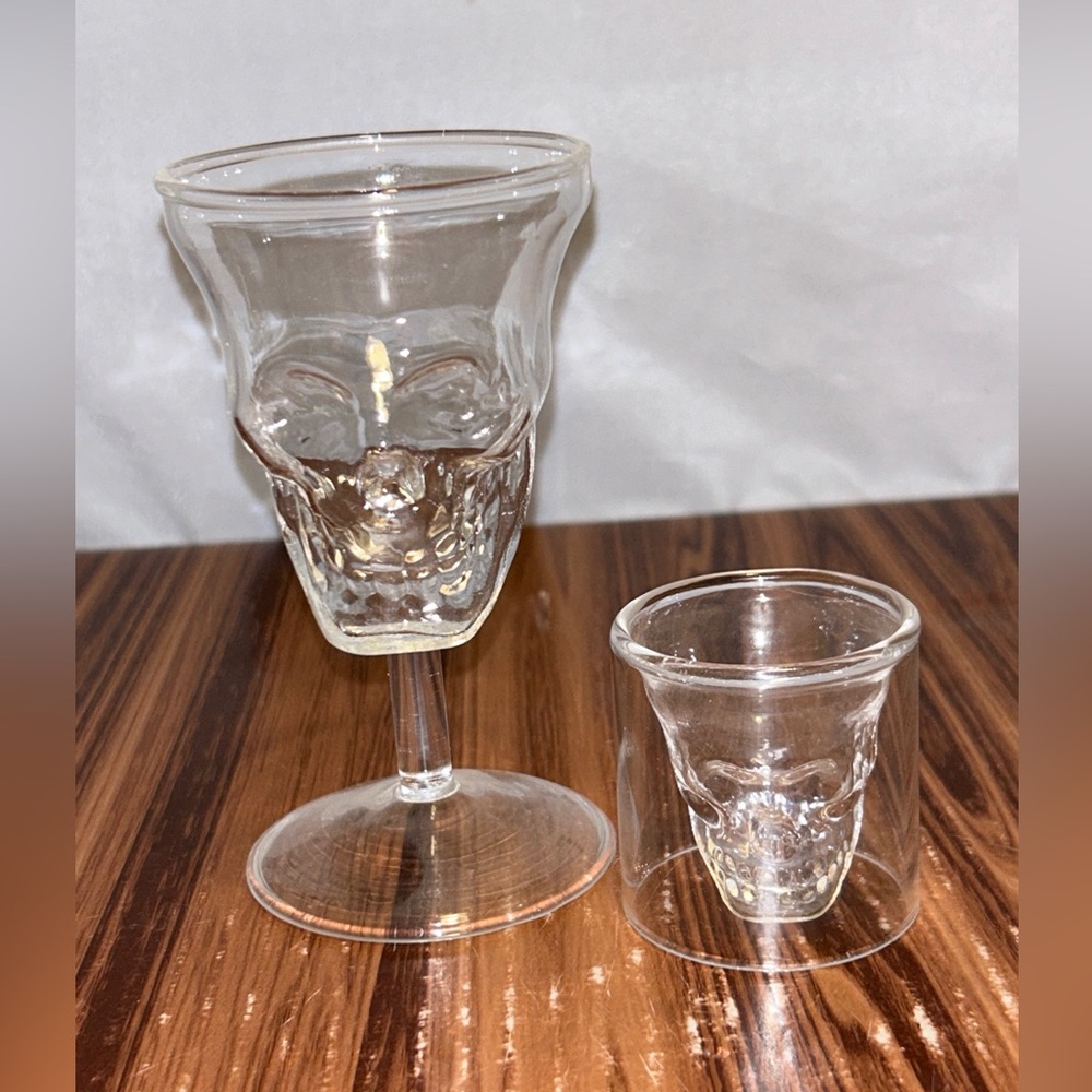 Glass Set Of Skull Wine & Shot Glass Wine, Tequila, Whiskey Brandy Any Liquor
